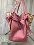 Burberry Haymarket Canter Panel Bow Tote Small Raspberry